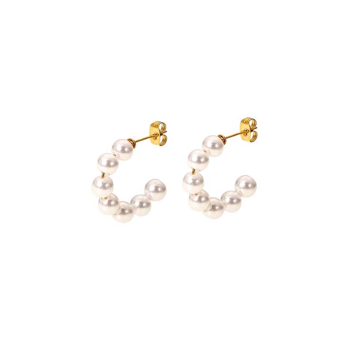 Coco Luna Collection – wholesale Hoop-örhängen – Pärlhoopörhängen, vardagliga örhängen - rostfritt stål