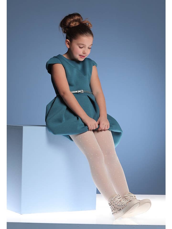 Cream Bellissima GIRL Patterned Tights TEDDY for wholesale on Faire