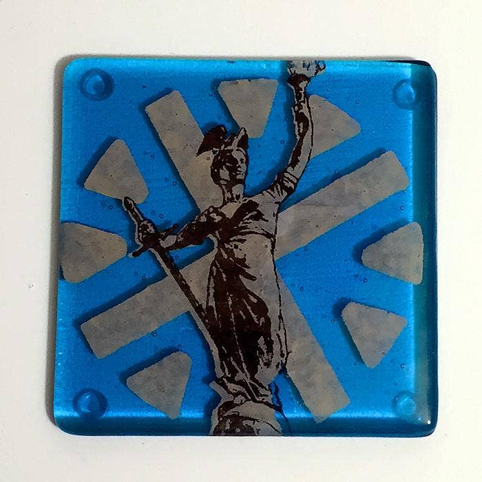 Kiku Handmade | Contemporary Fused Glass Home Goods - Wholesale Coasters - Indianapolis Soldiers and Sailors Fused Glass 4" Single Coaster0
