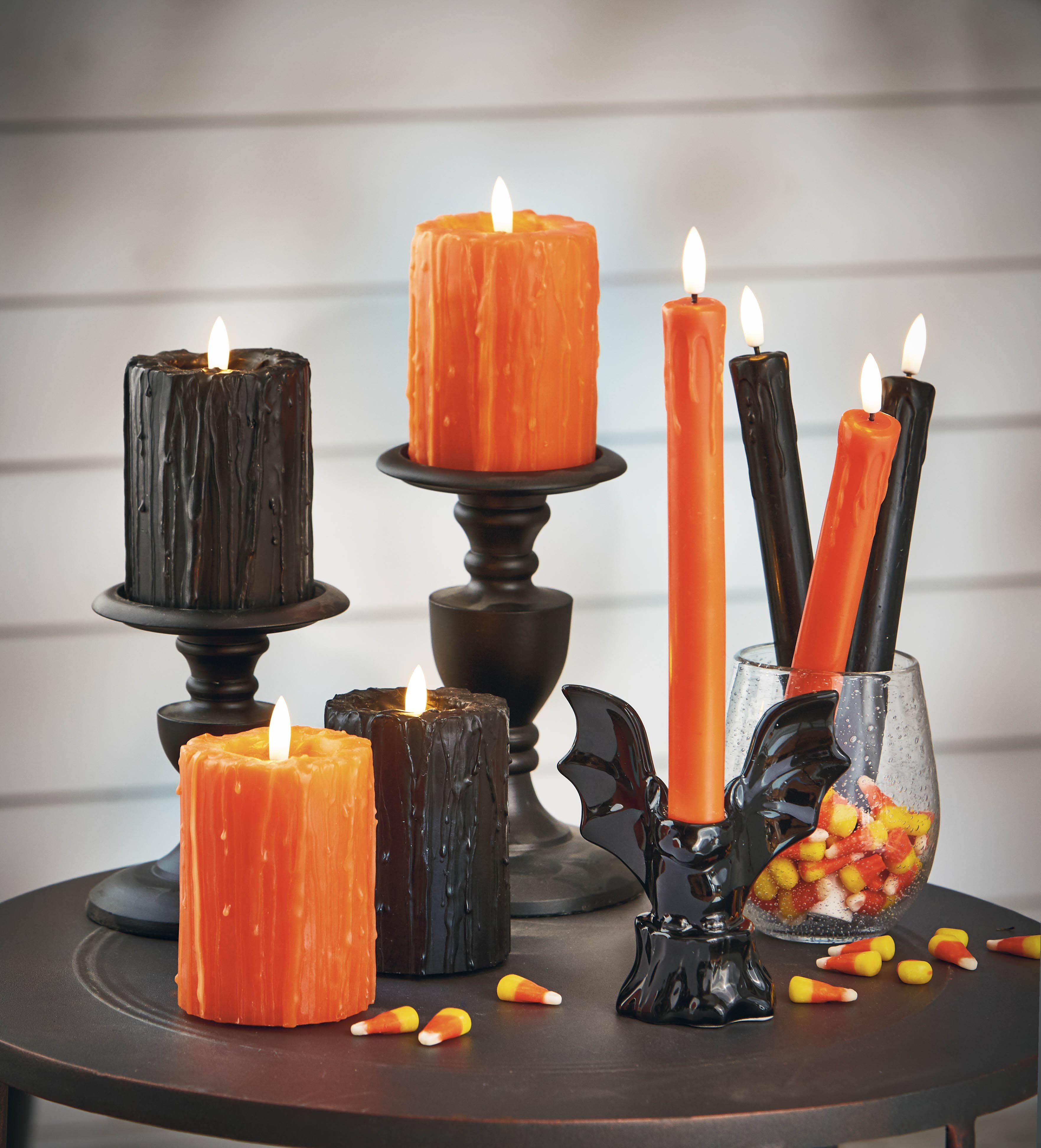 tag - Wholesale Candle Holder - Bat Taper Holder Black Earthenware Halloween1