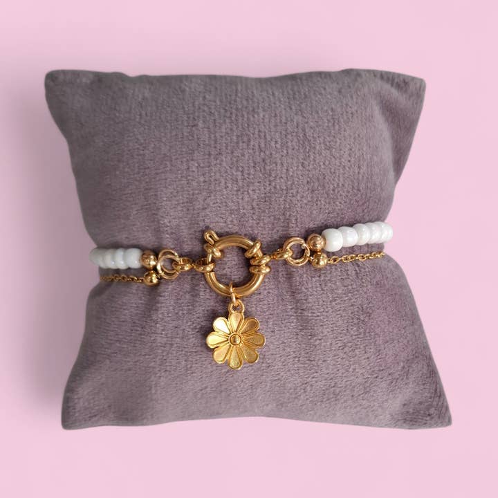 Pulsera Flor de Perla para venta al por mayor de Feestbeest-kids