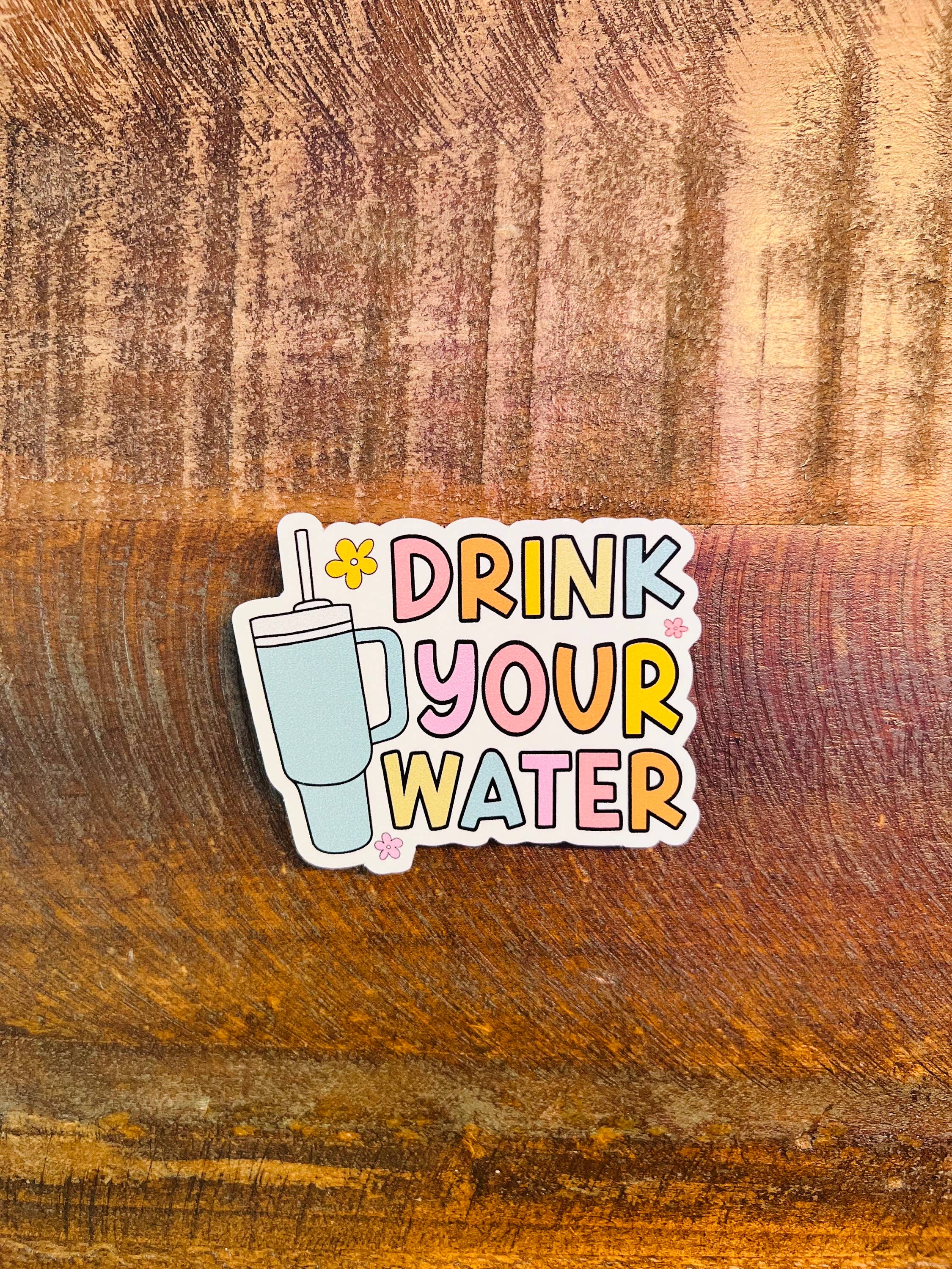 Thirty Three Prints - Vente Autocollant - Autocollant en vinyle "Buvez votre eau" : Autocollant brillant pour le soin de soi2