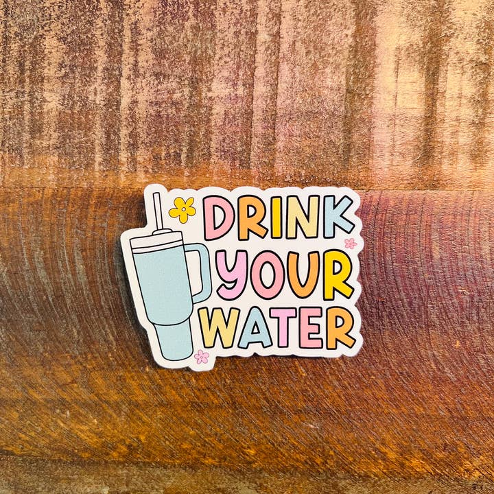Thirty Three Prints - Vente Autocollant - Autocollant en vinyle "Buvez votre eau" : Autocollant brillant pour le soin de soi2