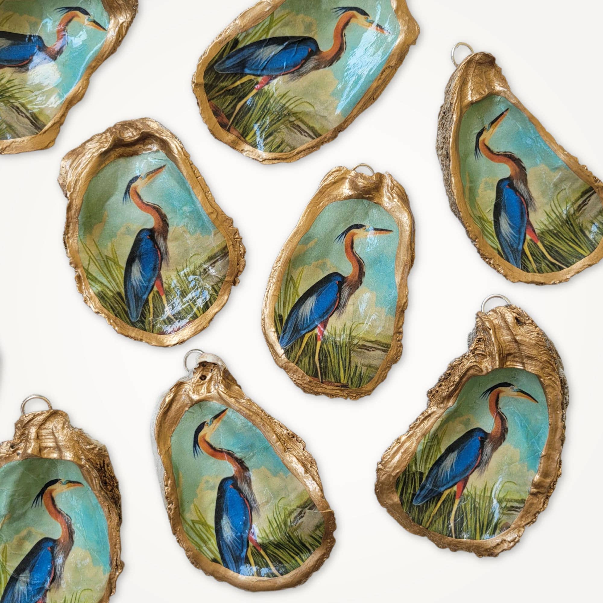 Beatrixbell Handcrafted - Wholesale Ornament - Blue Heron Ornament | Oyster Shell Wetland Wildlife Decor6