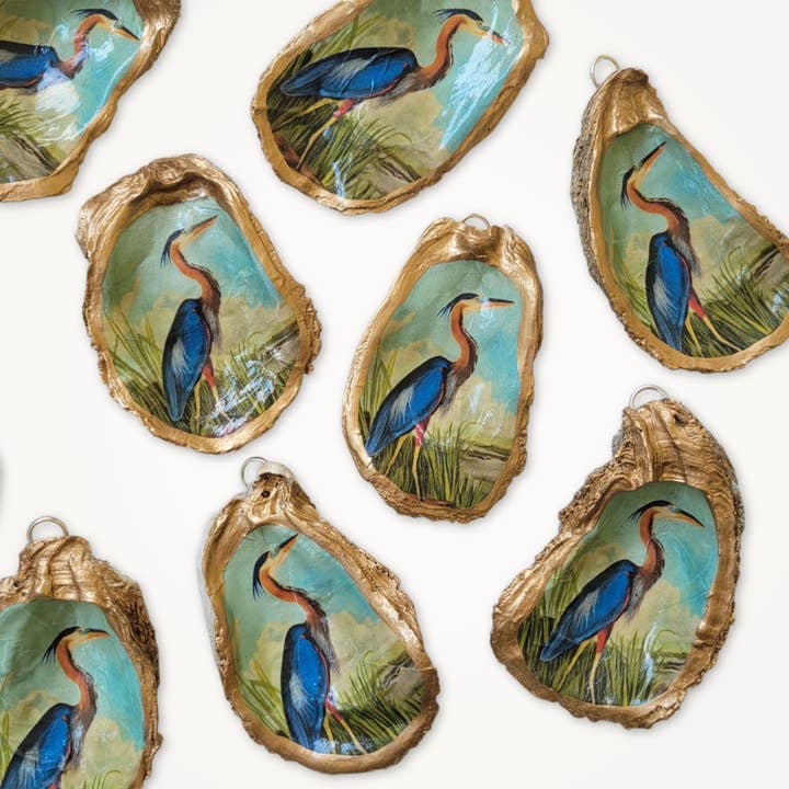 Beatrixbell Handcrafted - Wholesale Ornament - Blue Heron Ornament | Oyster Shell Wetland Wildlife Decor6