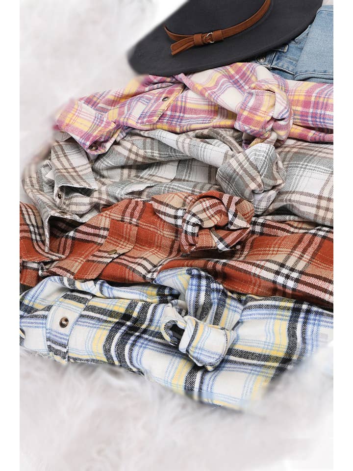 NINEXIS - Wholesale Shirt Jacket/Shacket - Women's - CWOJA406-P_FLANNEL PLAID JACKET SHACKET WITHOUT SIDE POCKET26