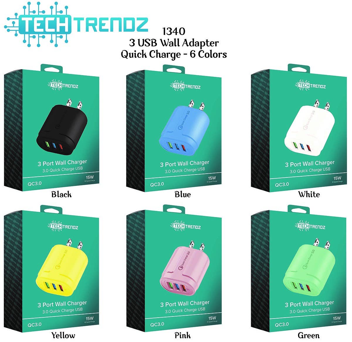 Tech Trendz - Wholesale Voedingsadapter/oplader - 3 USB-adapter voor snelopladen4