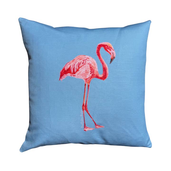 Throw Pillow - Flamingo on Linen Cotton for wholesale by Goose and Willow