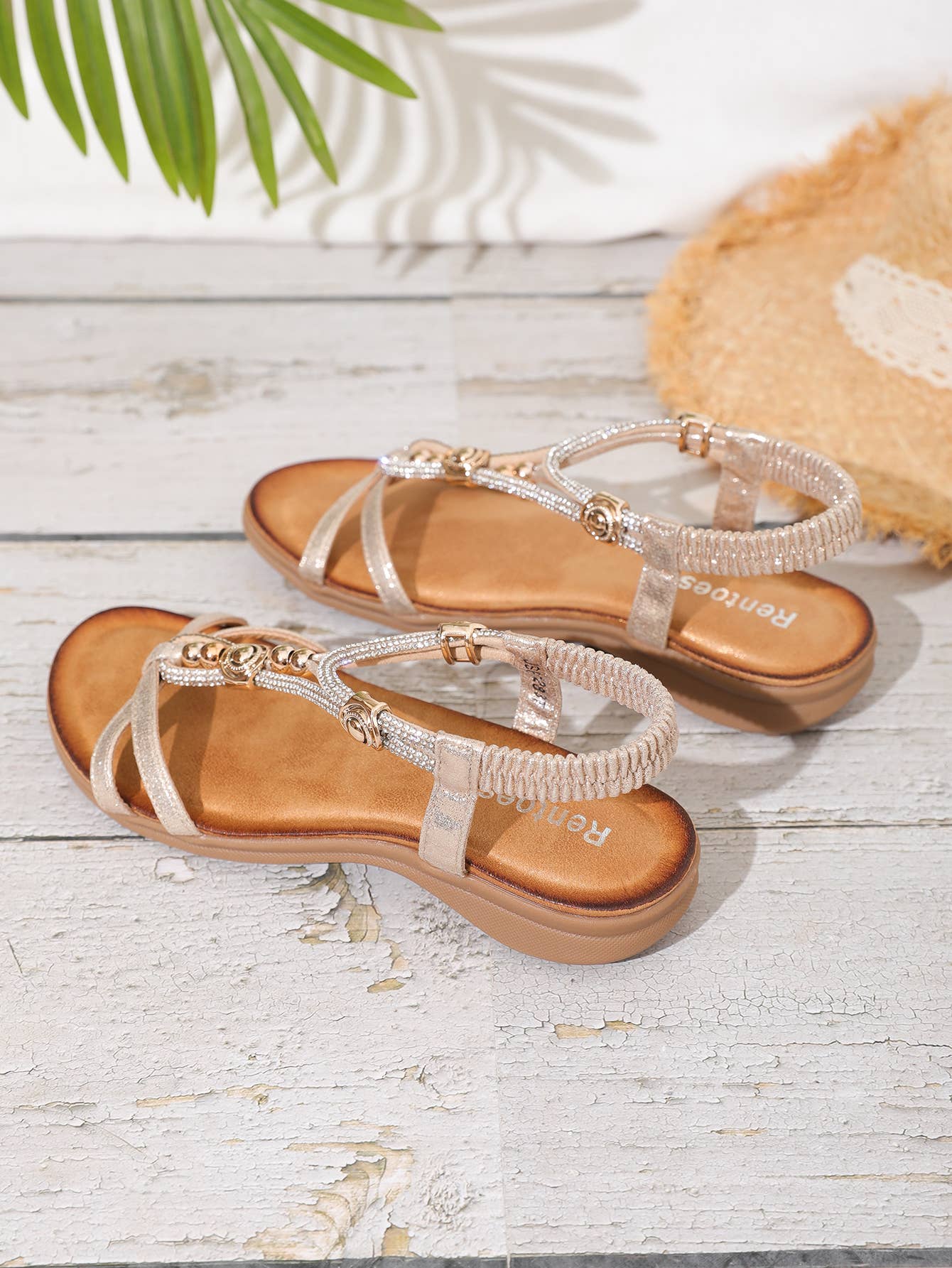 Rentoes – wholesale Sandaler - Dam – Platt sandal dam med pärlor och diamanter JS698-2814