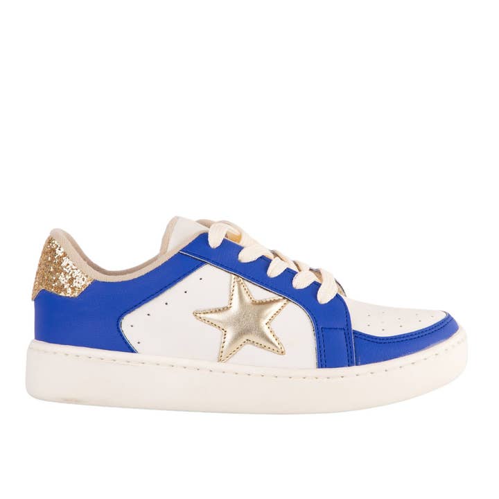 Game Day Metallic Star Sneakers –Faux Leather & Glitter Heel for wholesale by Maker's Shoes