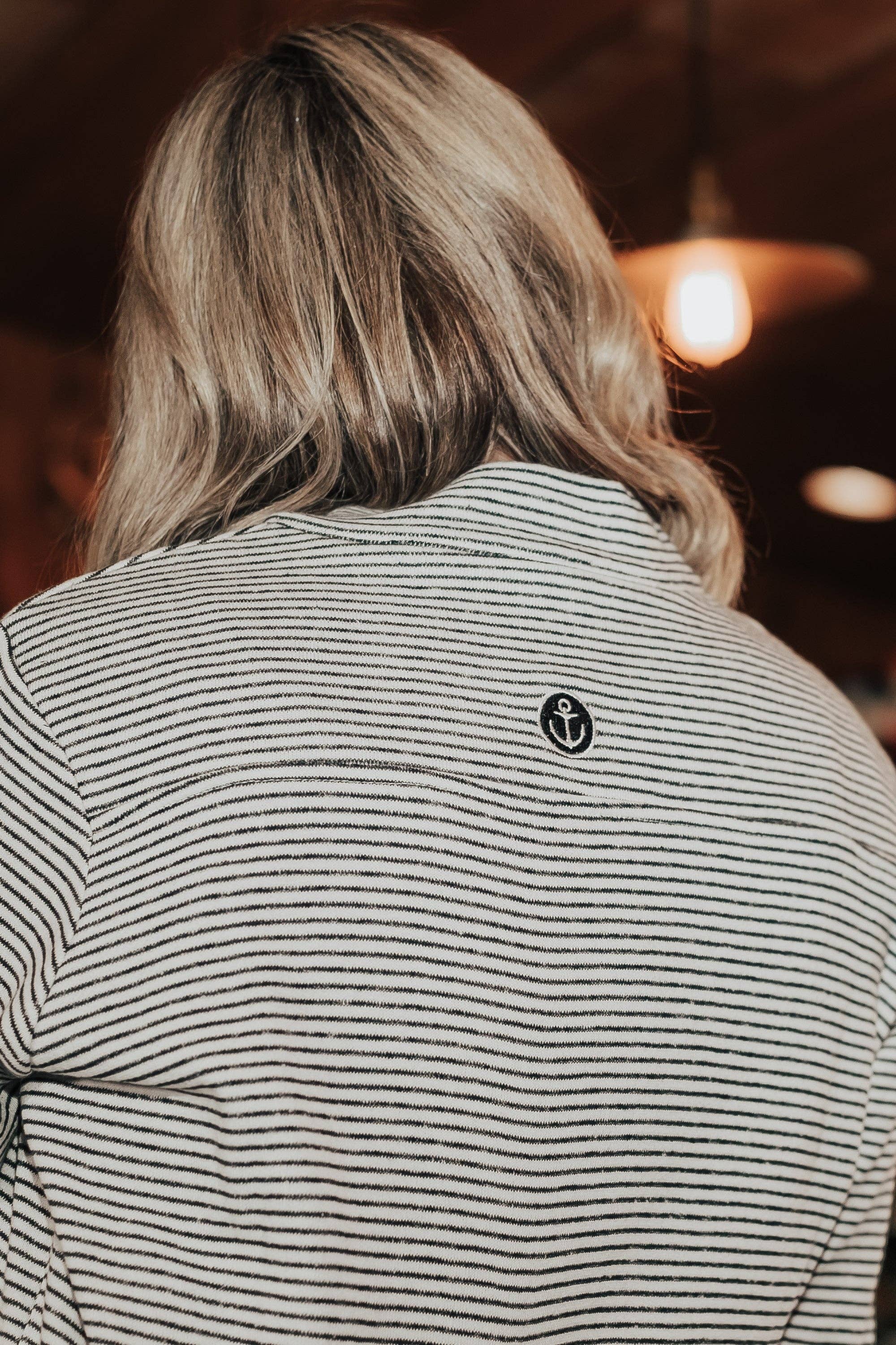 French Terry Stripe 1/4 Zip in Navy for wholesale on Faire1