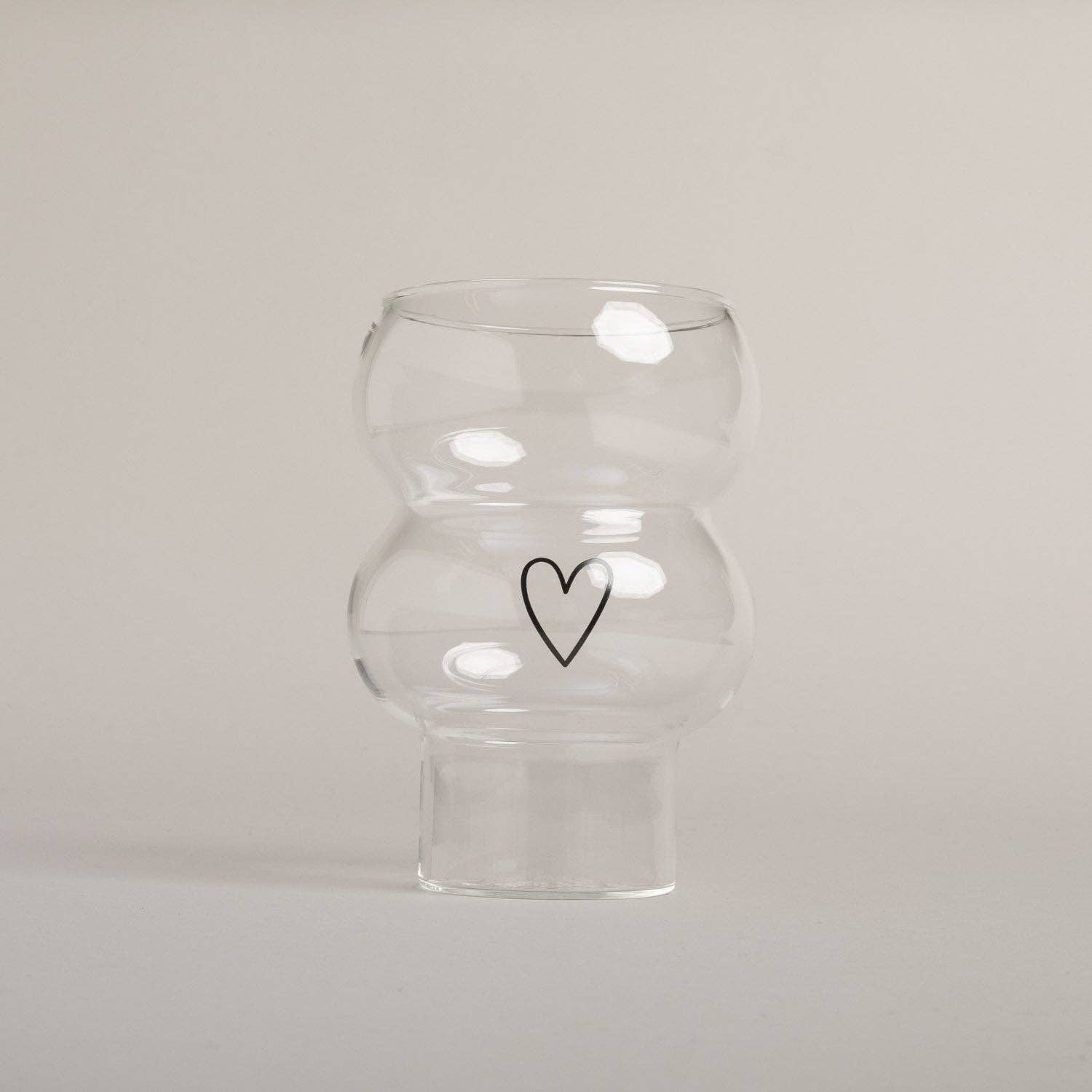 Eulenschnitt - Wholesale Drinking Glass/Cup - Double bubble glass heart (VE = 6 pcs)7