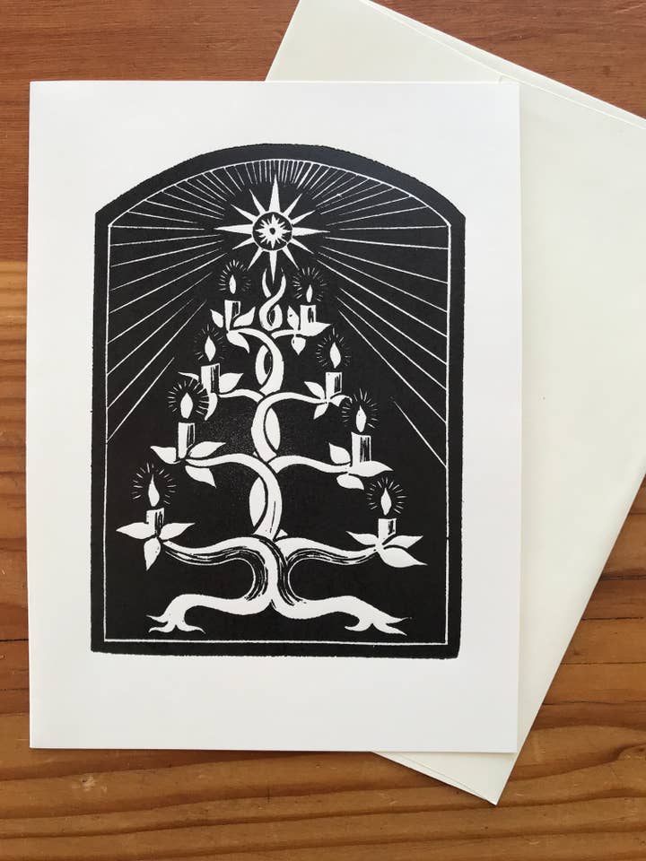 Yule Tree card for wholesale by Merrymeeting Press