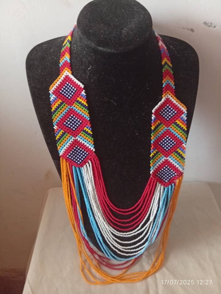 multicolored handmade beaded masaai maasai dangling necklace for wholesale by Delight merchants