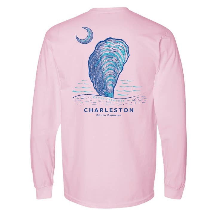 Charleston Apparel - Wholesale Screen Printed T-Shirt - Unisex - Customizable Oyster Etching Long Sleeve - original drawing.3