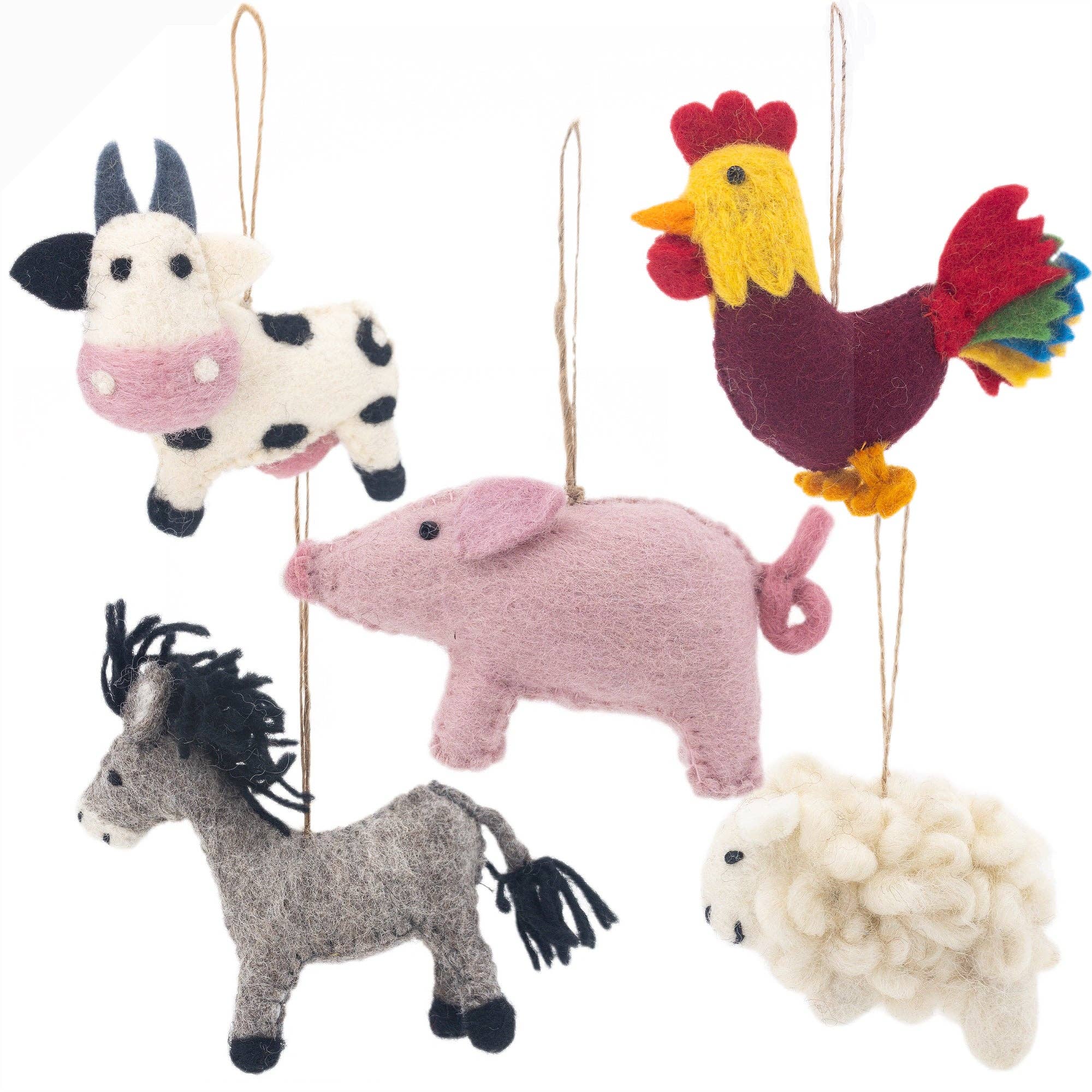 Ganapati - Wholesale Ornament Set - Felt Farm Animal Ornament - Set of 75