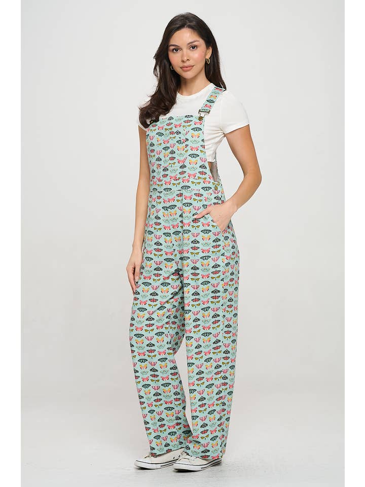 SM WARDROBE - Wholesale Overalls - Women's - COLORFUL BUTTERFLY PRINT OVERALLS