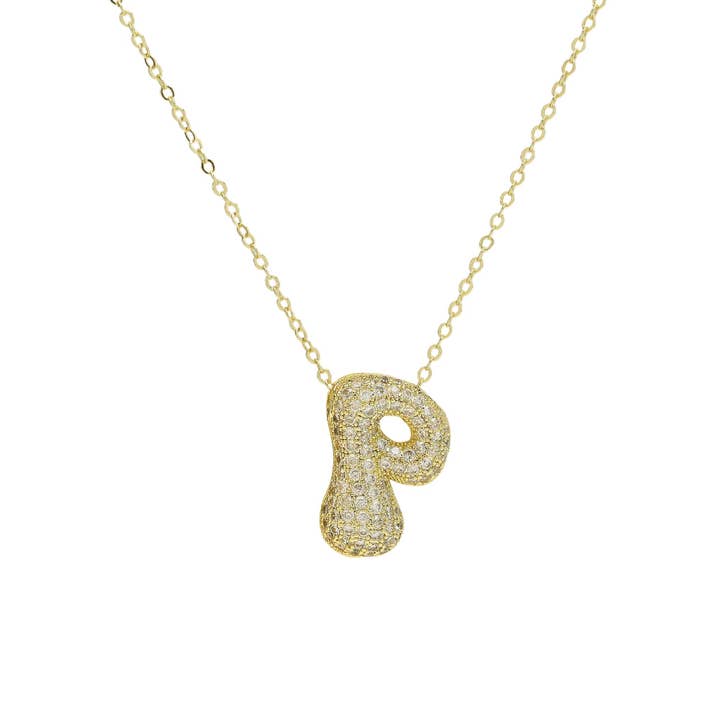 Savvy Bling - Wholesale Pendant/Charm Necklace - Initial Cz Waterdrop Necklace 18K Gold16