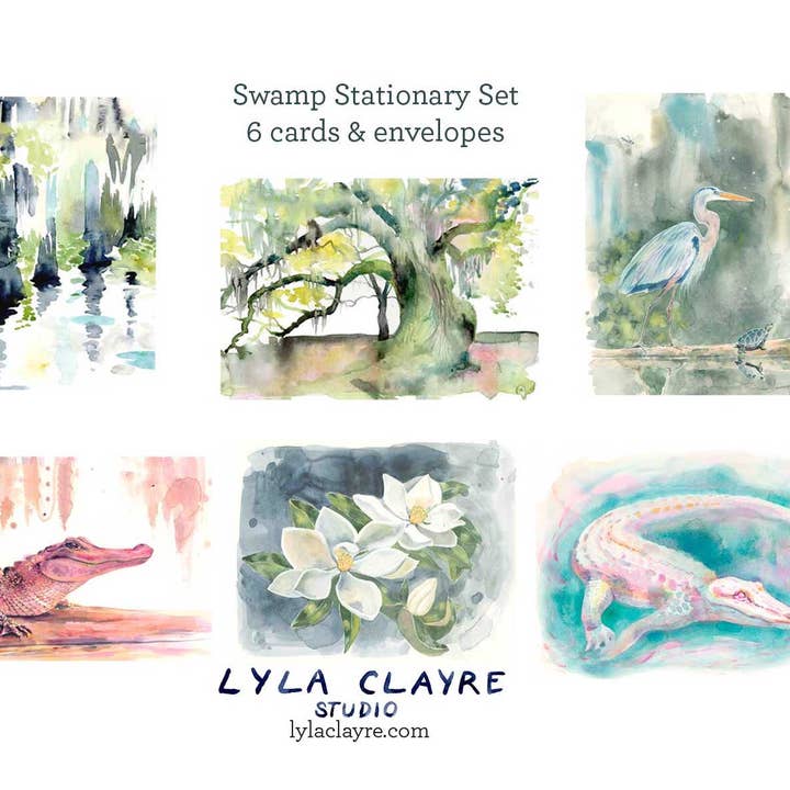 Lyla Clayre Studio - Wholesale Stationery/Notecard Set - Swamp Stationery Set
