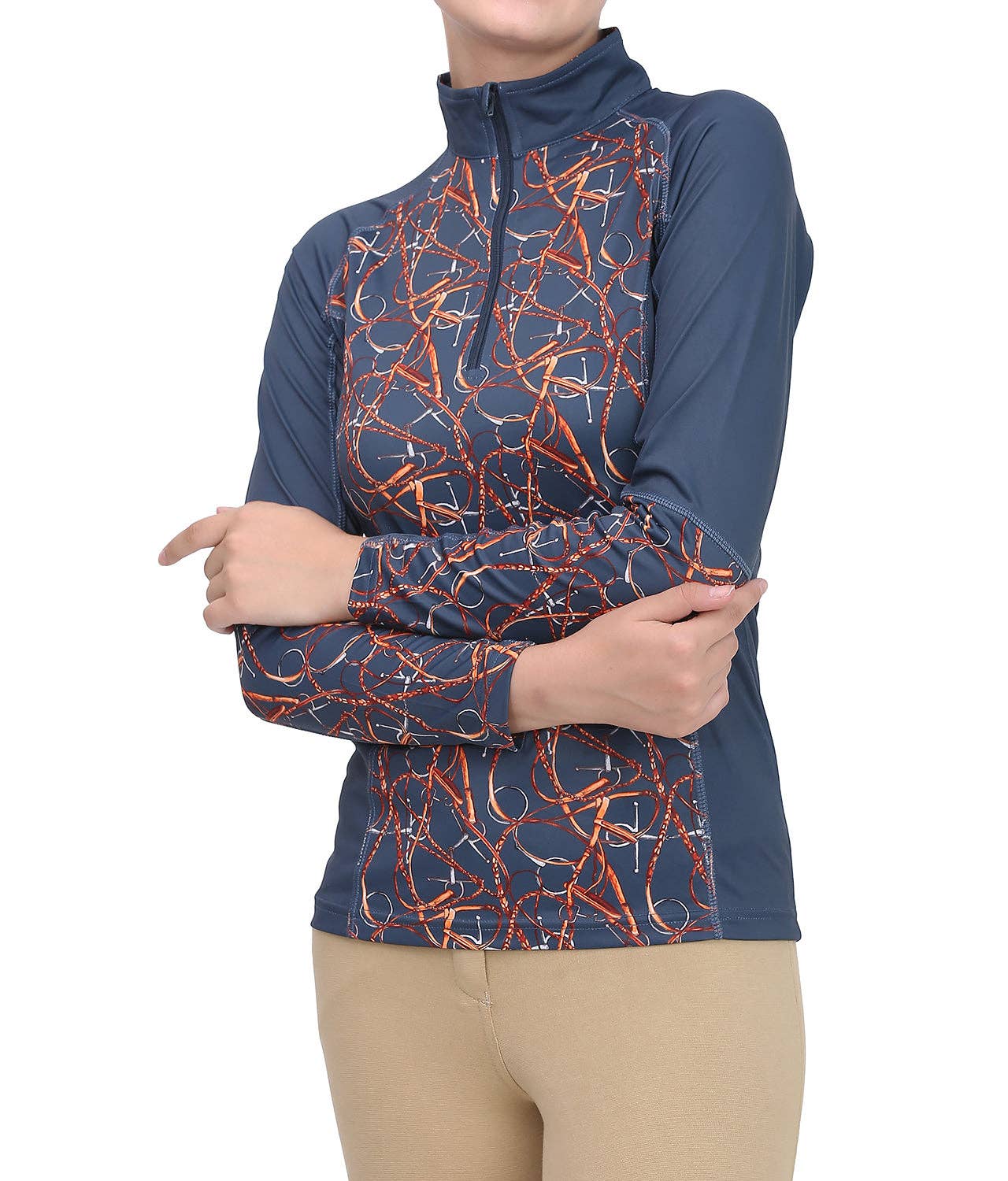 Navy Equine Couture Ladies Snaffle Bridles Sport Shirt for wholesale on Faire2