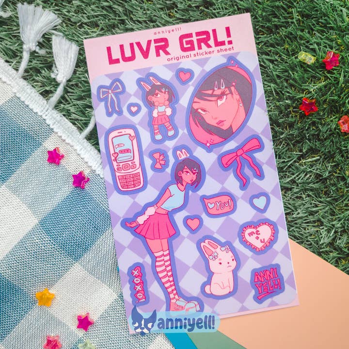 LUVR GRL! Klistermærkeark for engroshandel hos anniyell
