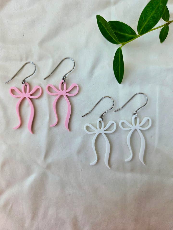 Blush Bow Earrings for wholesale by Let Life Fly
