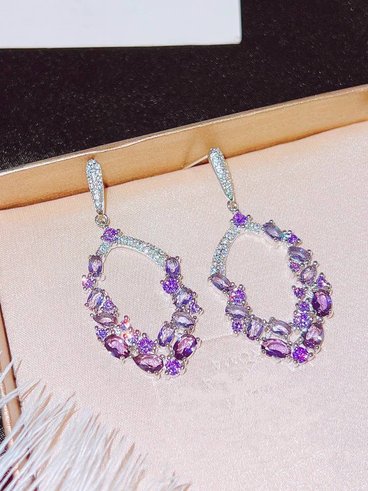 Victorian Marquise Crystal Rhinestone Cluster Oval Earring for wholesale by Happy Dream Gifts