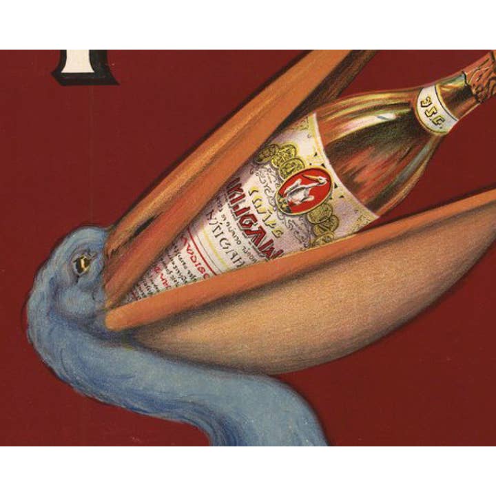 Rock Paper Scissors Wall Art – Impressão artística por atacado – Anúncio de conhaque francês vintage | Pelicano segurando uma garrafa | Arte de parede de álcool | Art nouveau | Decoração vintage moderna1