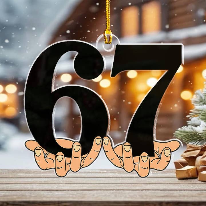 Embrova – Großhandel Verzierung – Benutzerdefinierter Name Virale 67 Acrylornament, Sechs Sieben Ornament2