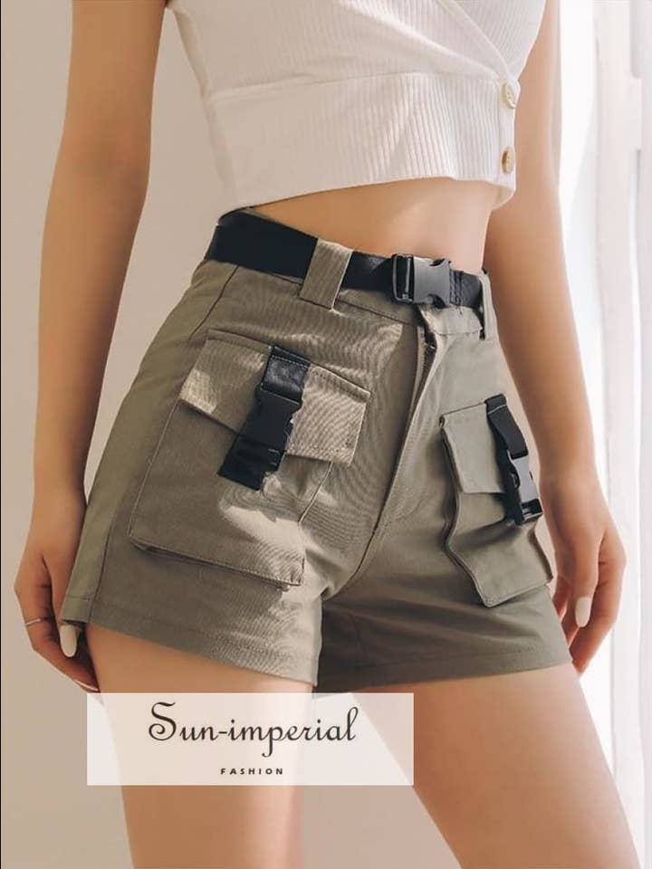 Frauen Cargo-Shorts mit Taschen vorne und Gürtel für den Großhandel von Sun Imperial