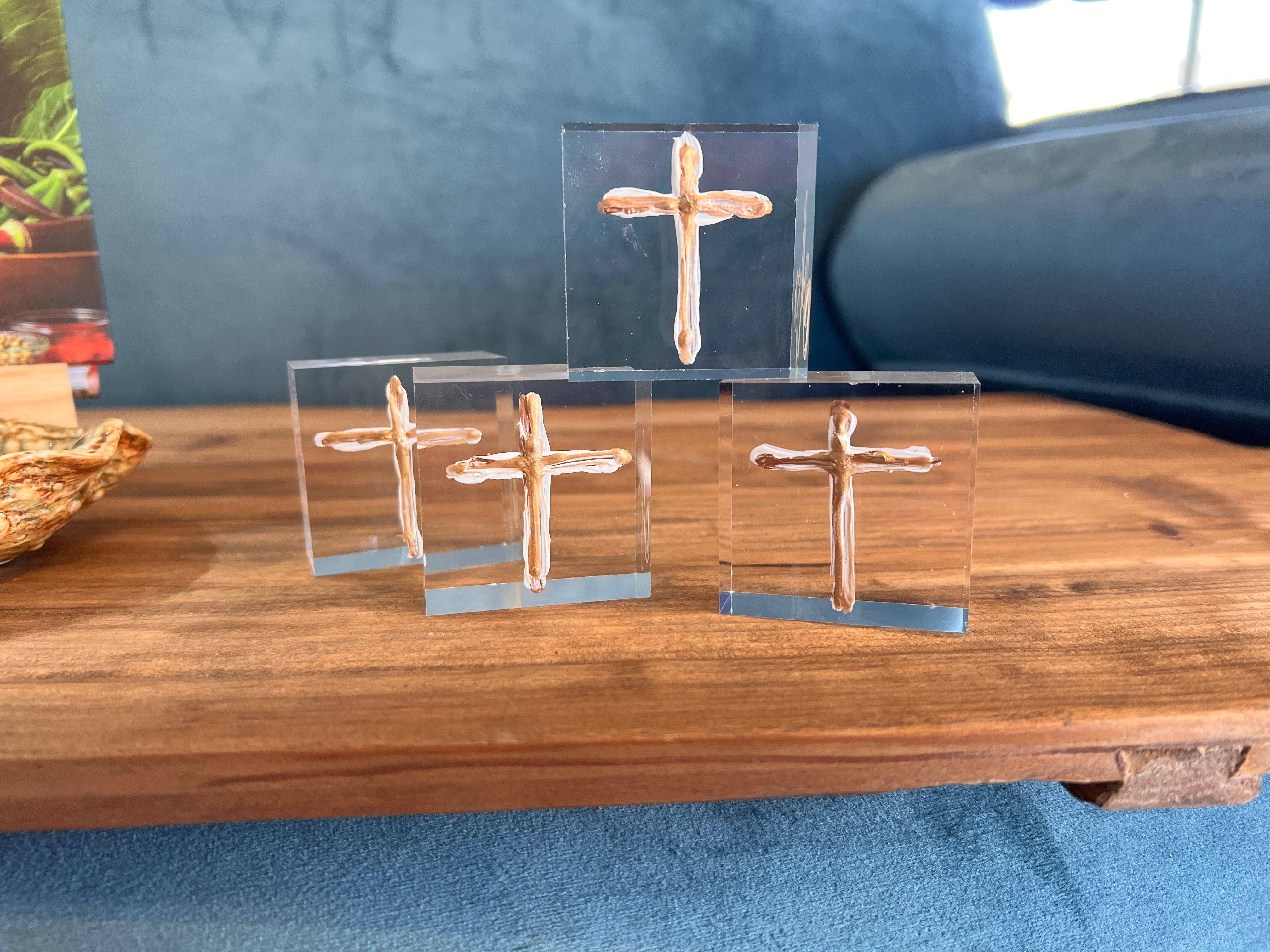 The Painted Petal - Wholesale Decorative Tabletop Object - Lucite Cross1