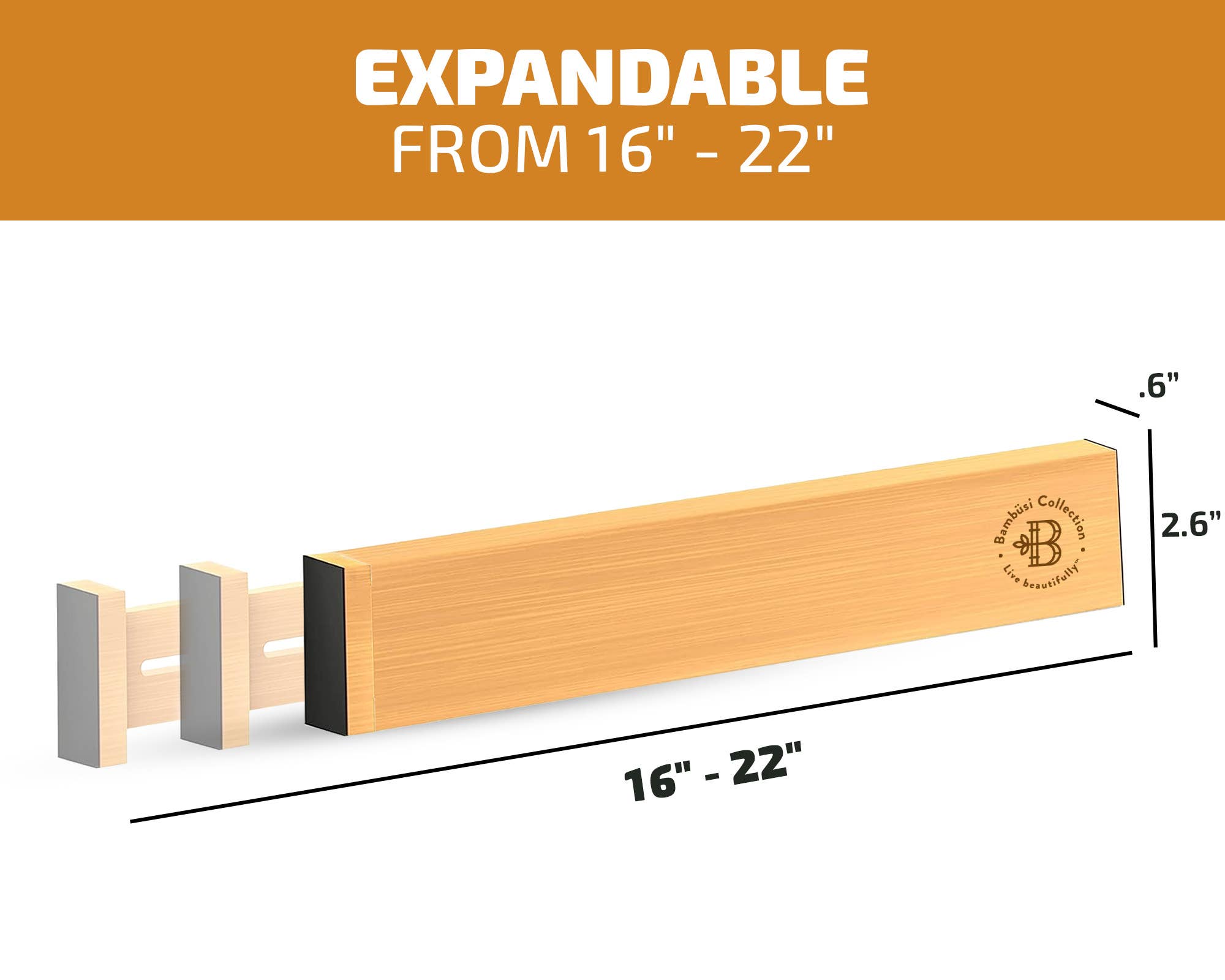 Bambusi – Großhandel Schubladen-Organizer – Schubladenteiler aus Bambus, verstellbare Schubladenablage, 4er-Pack1