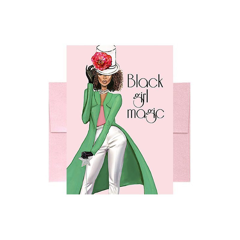 Beyoutifully Brown® - Wholesale Everyday Greeting Card - Black Girl Magic Card - Pink & Green1