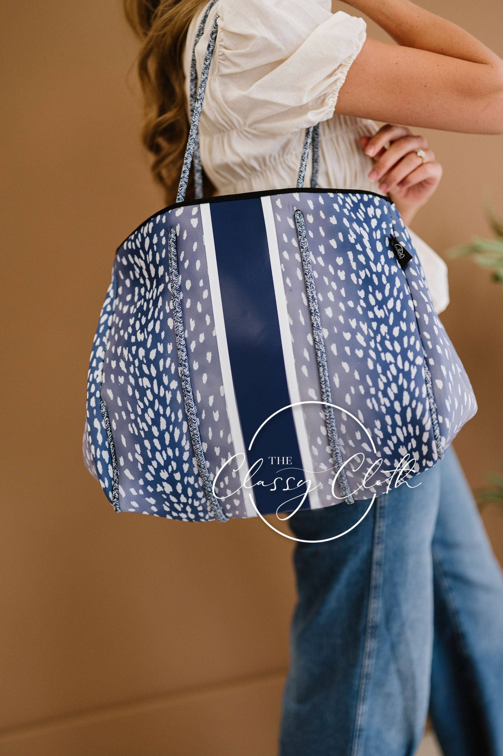 The Classy Cloth WS - Wholesale Tote Bag - Unisex - Neoprene Carryall Tote - Navy Speckled RTS11