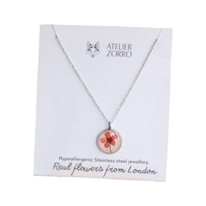 Spirea Pink Real Flower necklace for wholesale by Atelier Zorro