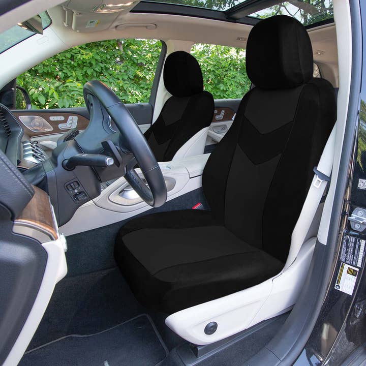 Chevron Autositzbezüge, flach, aus Stoff, Komplettset, Schwarz für den Großhandel von FH GROUP