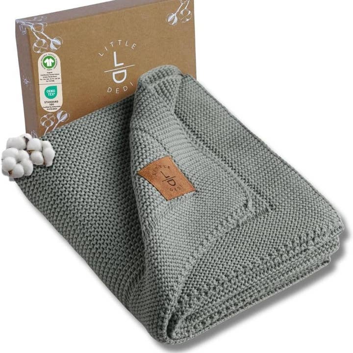 Little Dedi Knitted Blanket Alina 80x100cm - Green for wholesale by Little Dedi