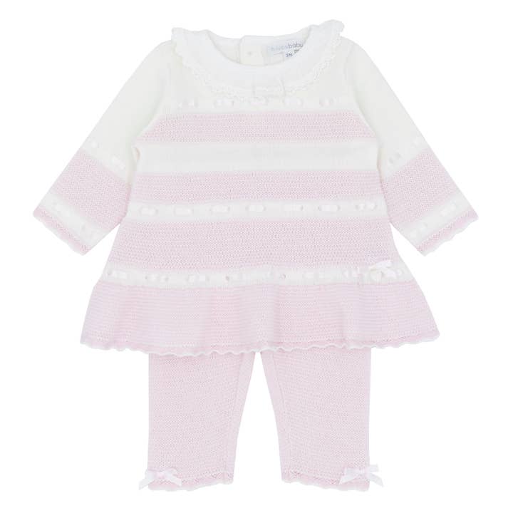 GISTEL Piger Lyserød/Creme Strikket Tunika Sæt for engroshandel hos Blues Baby
