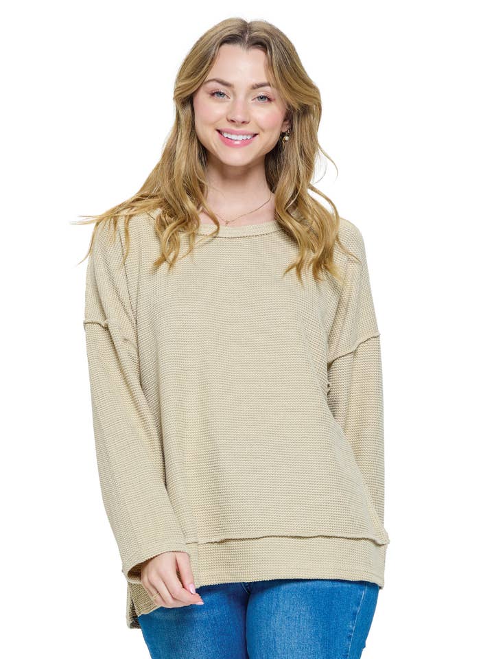 Pullover Sweater Casual Ribbed Stitching for wholesale by Yak & Yeti