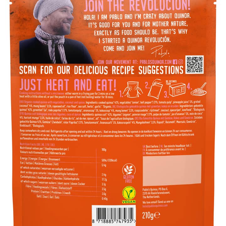 pablo's quinoa revolución - Wholesale Rice - Pablo's Indonesian Curried Quinoa with Mung Beans & Coconut1