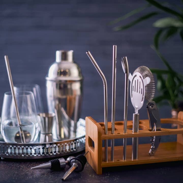 Oak & Steel - Wholesale Bar Tool - 13 Pcs Silver Cocktail Set