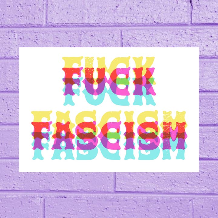 Fuck Fascisme Ansichtkaart voor wholesale door Confetti Moon