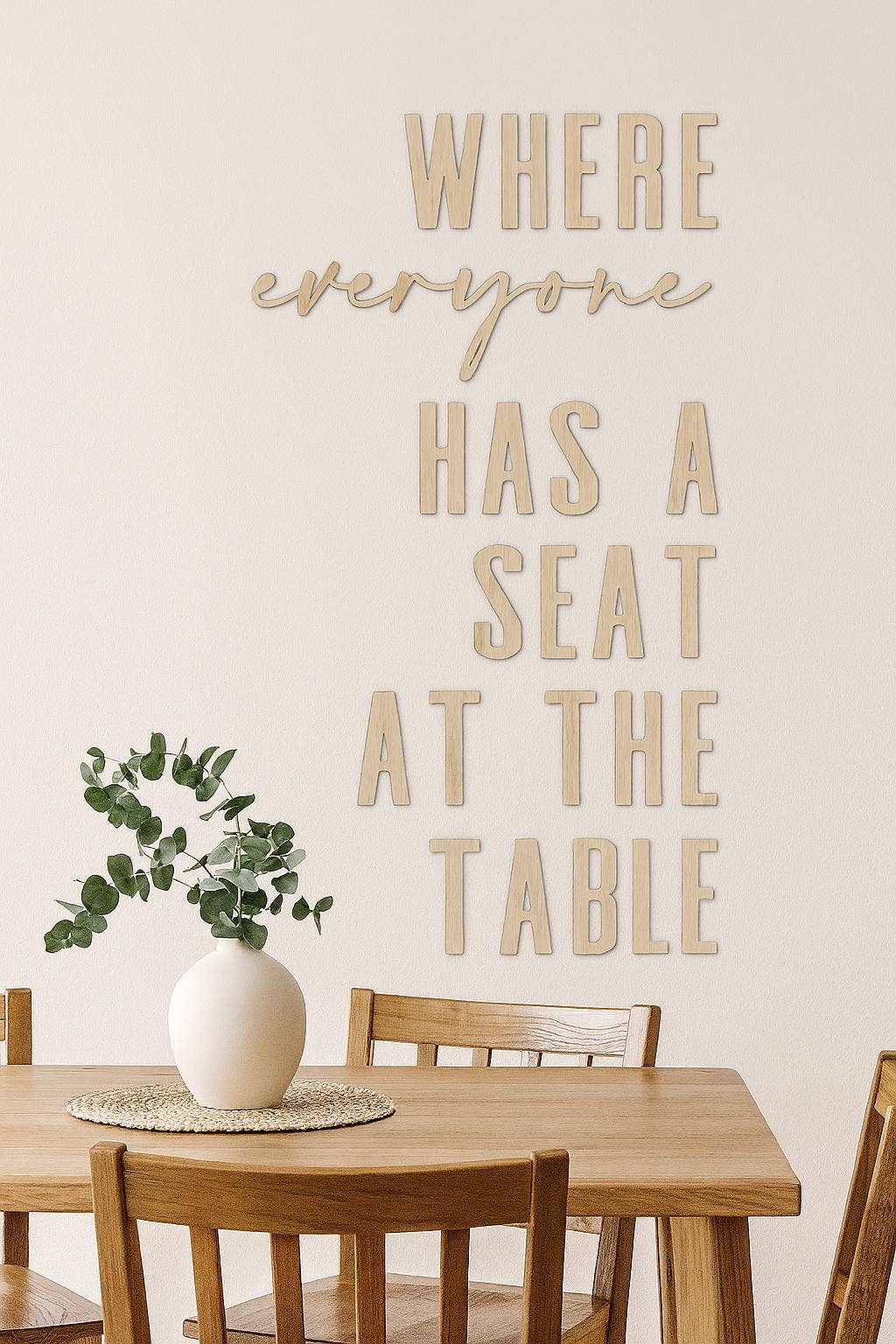 Rustic Oak Designs - Wholesale Sign - Where Everyone Has a Seat at the Table | Laser Cut Wood Wall Decor | Dining Room Wall Sign | Inclusive Family Quote | Farmhouse Wall Art0