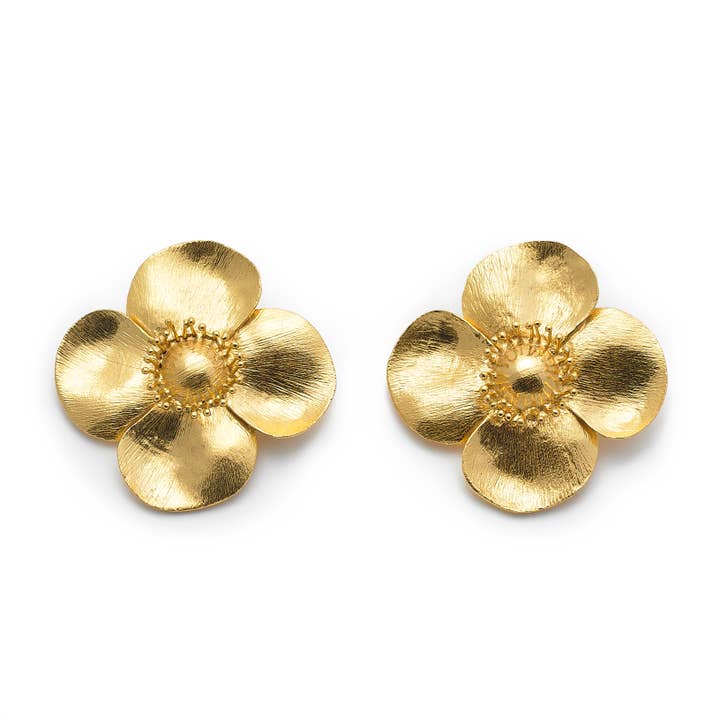 Poppy Stud stora örhängen för wholesale av Christine Bekaert, Jewelry that tells a story