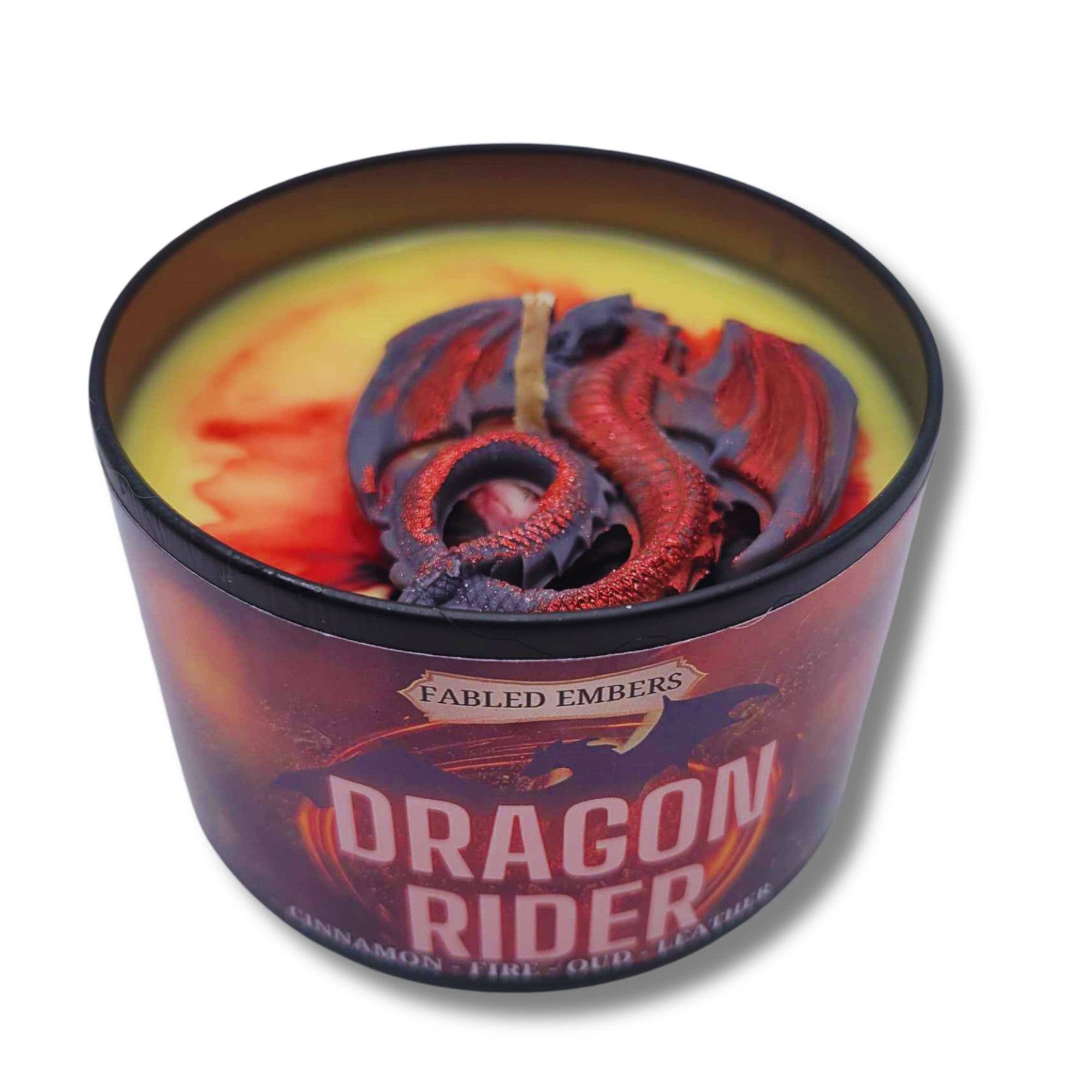 Fabled Embers - Wholesale Travel Candles - 8 ounce DRAGON RIDER Candle in BLACK TIN | Book Lovers 1