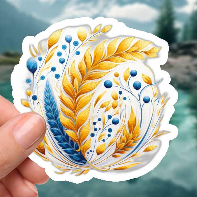 Golden Wheat Symbol - 2 Inch Waterproof Vinyl Sticker for wholesale by Smartstead Homestead