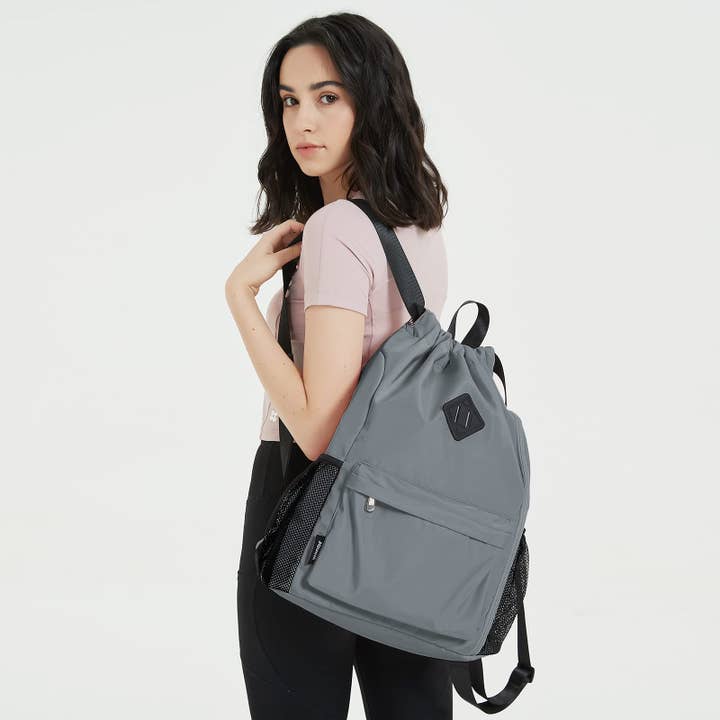 wandf - Wholesale Backpack - Women's - WANDF Gym Sports Drawstring Backpack with Shoes Compartment34