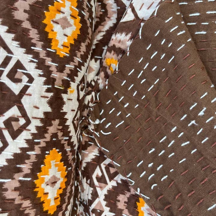 bhavnas boutique - Wholesale Quilt - Kantha Block Print Quilt Blanket Throw Bedspread Cover Queen3