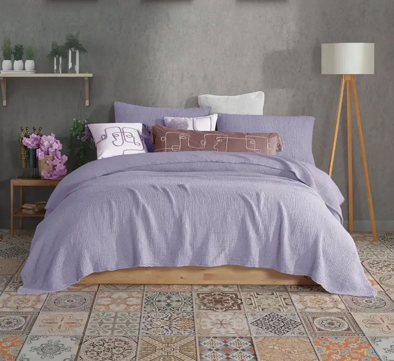 Aseel Buy Good - Wholesale Throw Blanket - Cotton Oversized Throw Bedspread King Size 4-Layer Muslin3