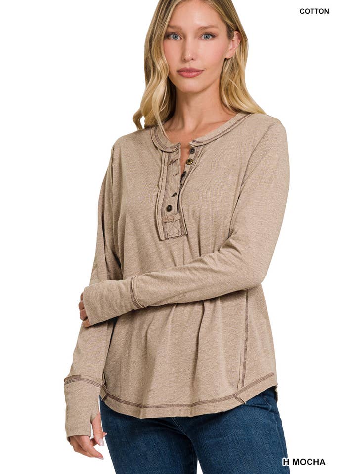 42POPS - Wholesale T-Shirt - Women's - ..'SI-24797 THUMB HOLE CUFFS BUTTON CLOSURE LONG SLEEVE TOP9